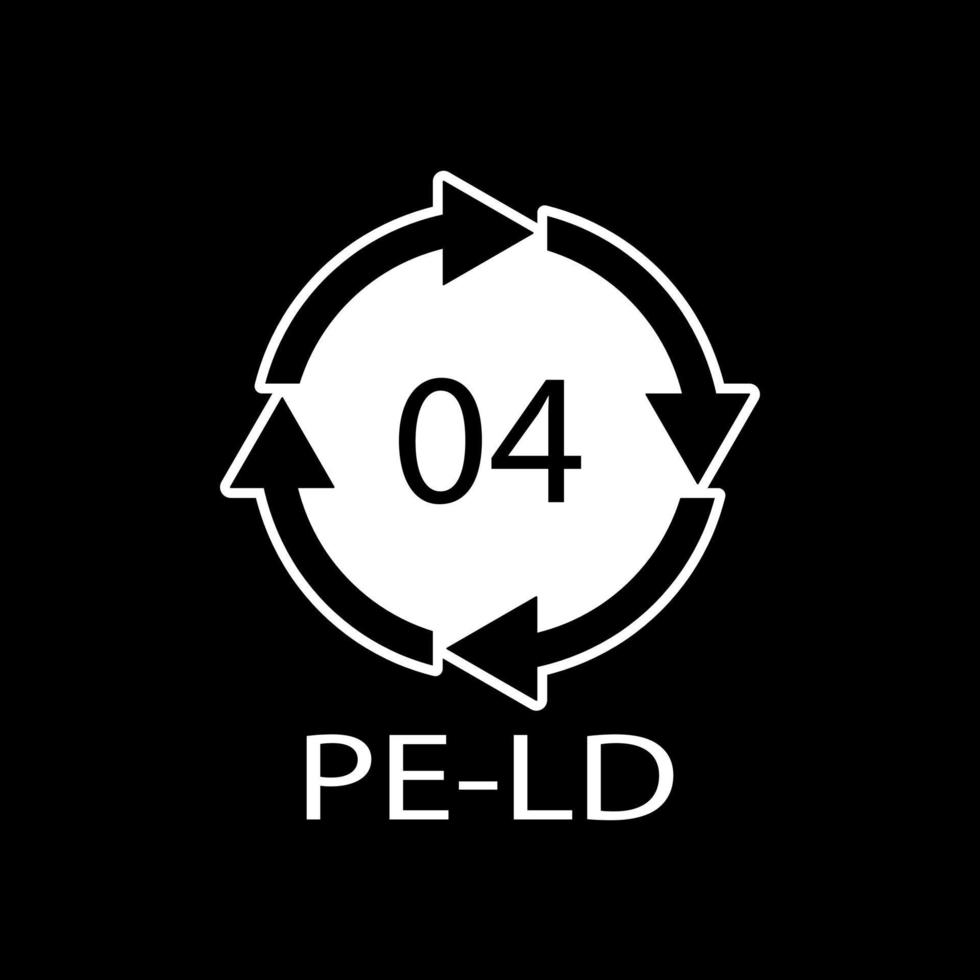 PE-LD 04 recycling code symbol. Plastic recycling vector low density polyethylene sign.