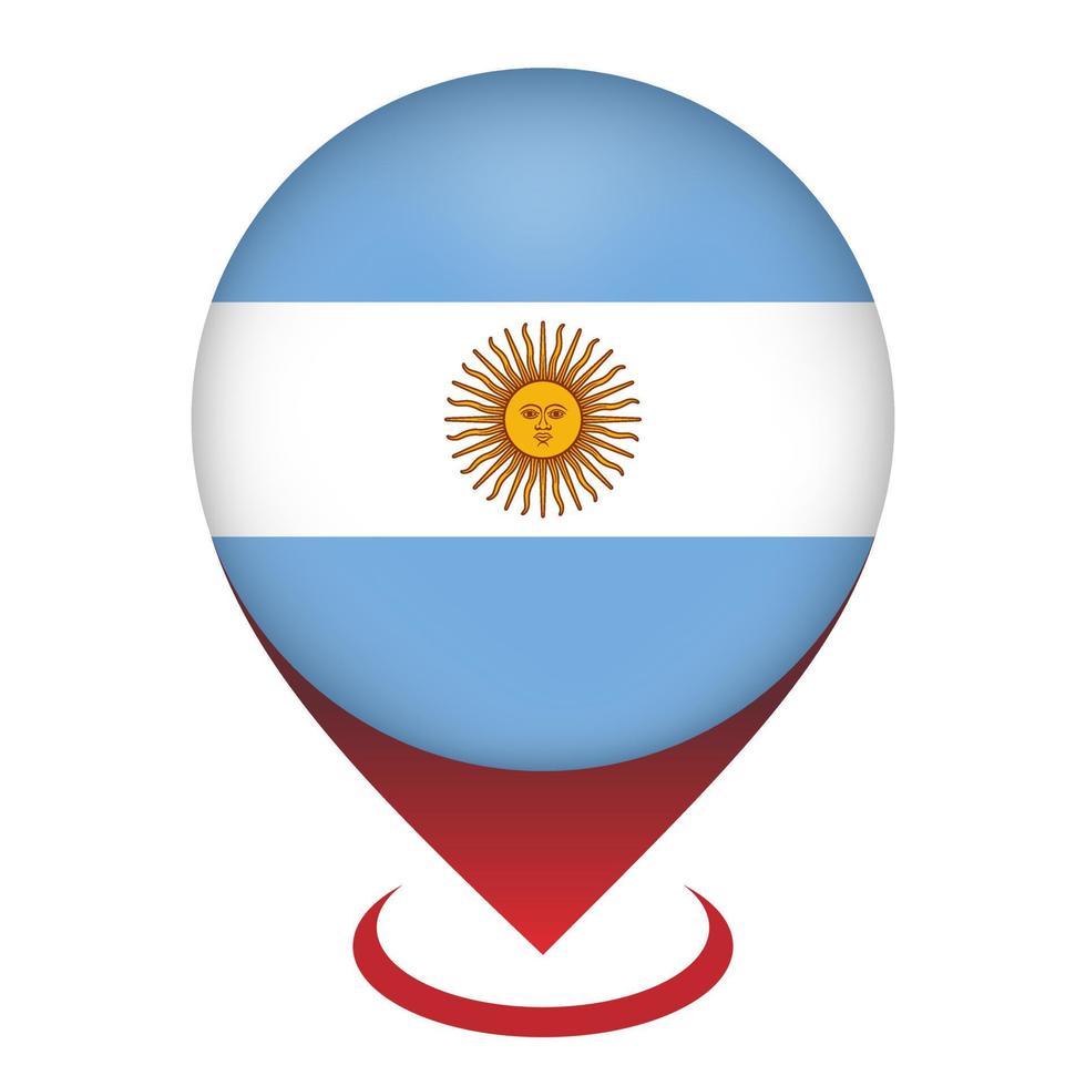 Map pointer with contry Argentina. Argentina flag. Vector illustration.