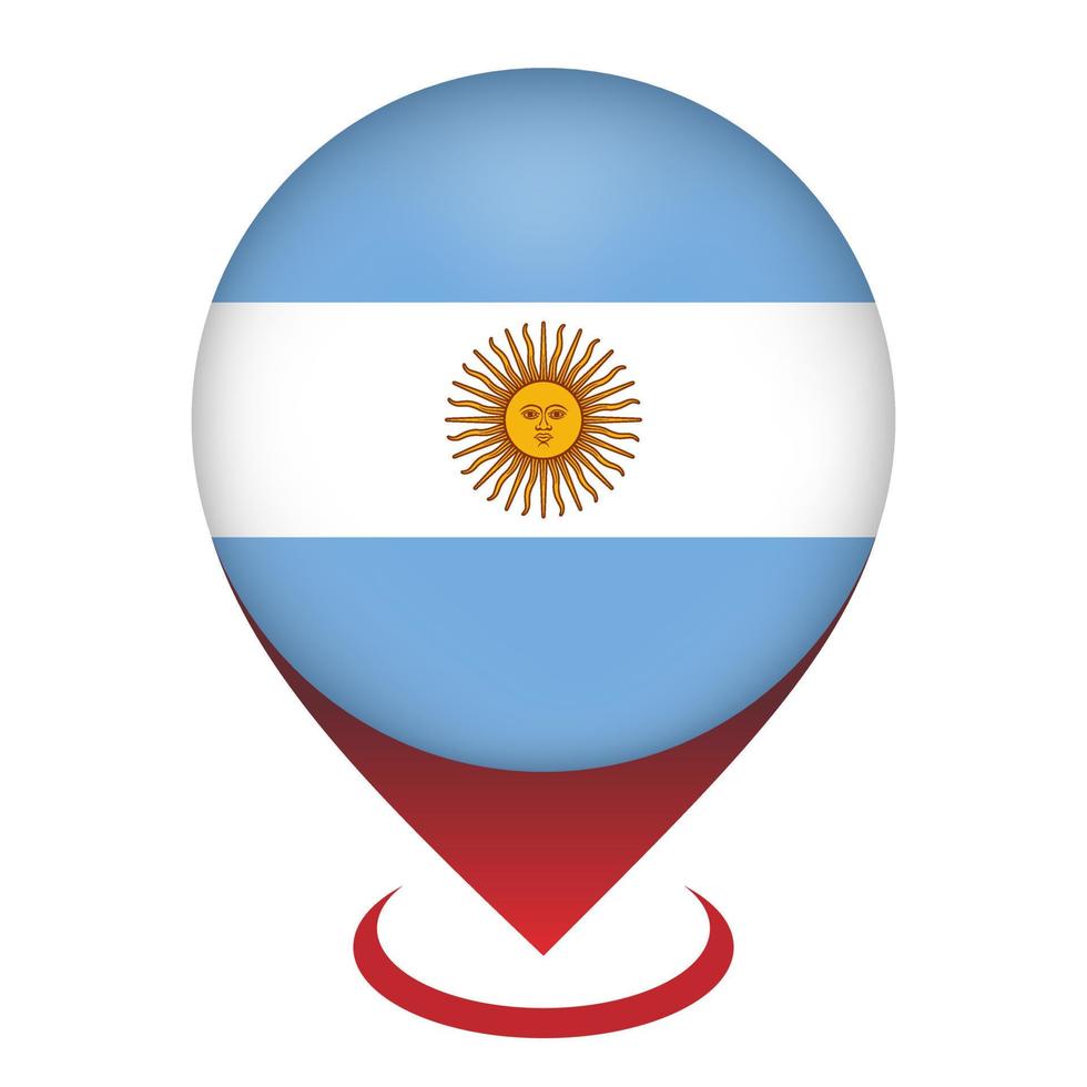 puntero del mapa con país argentina. bandera argentina ilustración vectorial vector