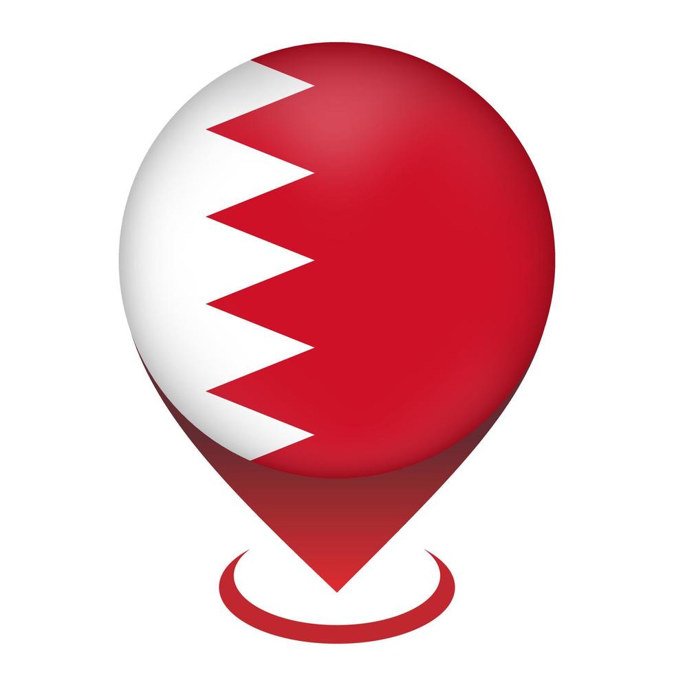 Map pointer with contry Bahrain. Bahrain flag. Vector illustration.