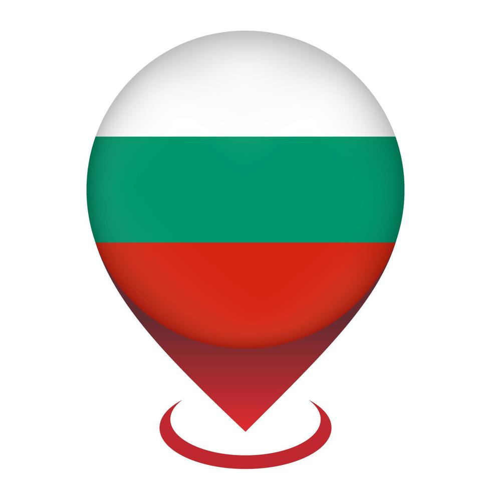 Map pointer with contry Bulgaria. Bulgaria flag. Vector illustration.