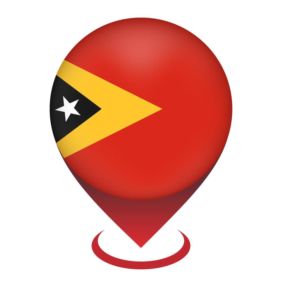 Map pointer with contry East Timor. East Timor flag. Vector illustration.