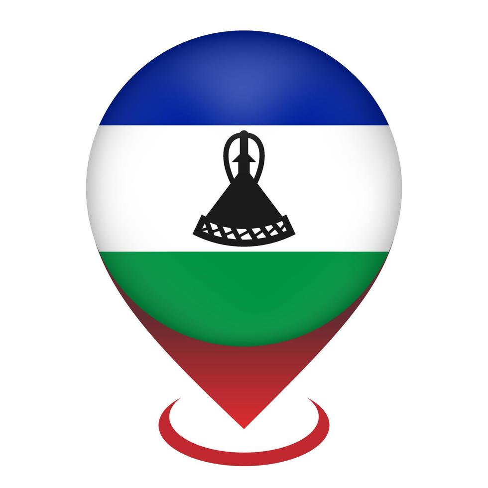 Map pointer with contry Lesotho. Lesotho flag. Vector illustration.