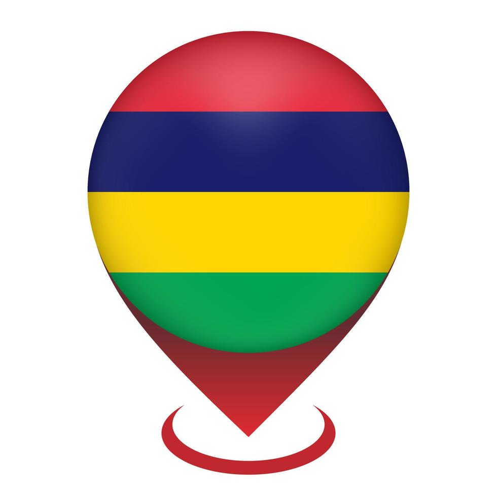 Map pointer with contry Mauritius. Mauritius flag. Vector illustration.