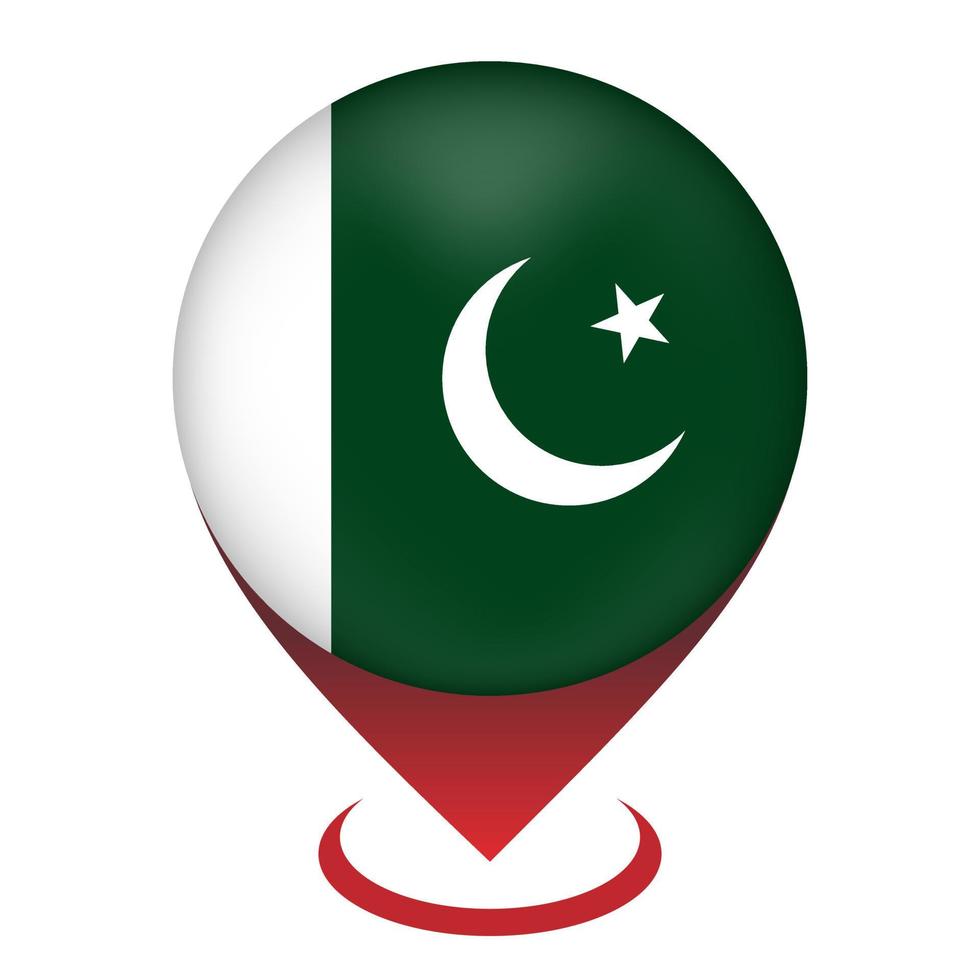 Map pointer with contry Pakistan. Pakistan flag. Vector illustration.