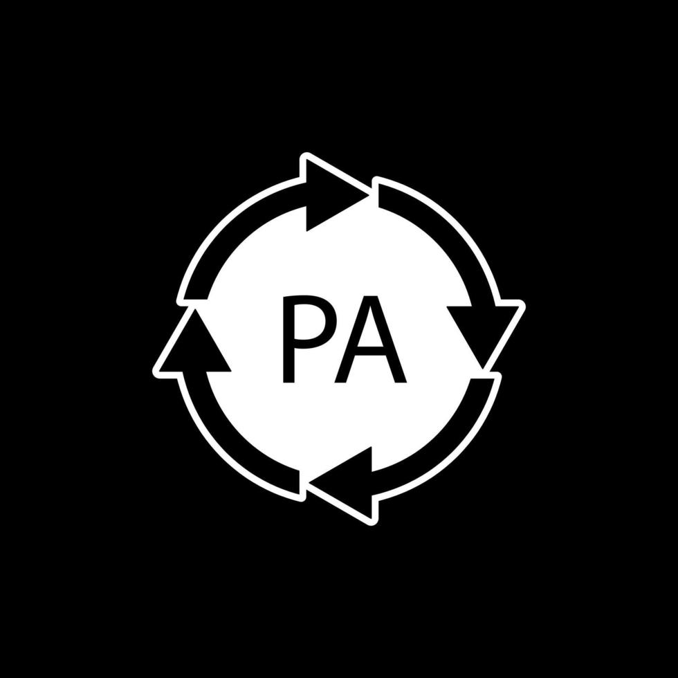 Plastic recycling symbol PA polyamide, vector illustration