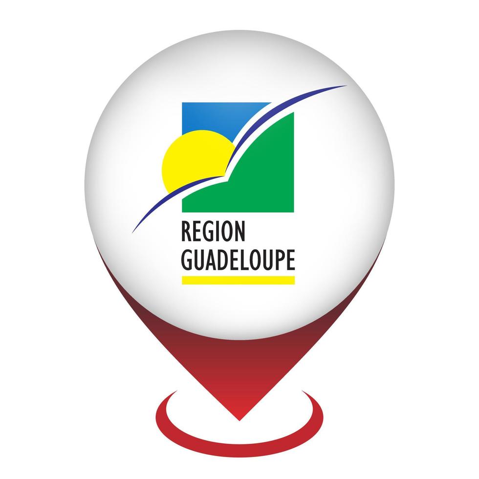 Map pointer with contry Guadeloupe. Guadeloupe flag. Vector illustration.