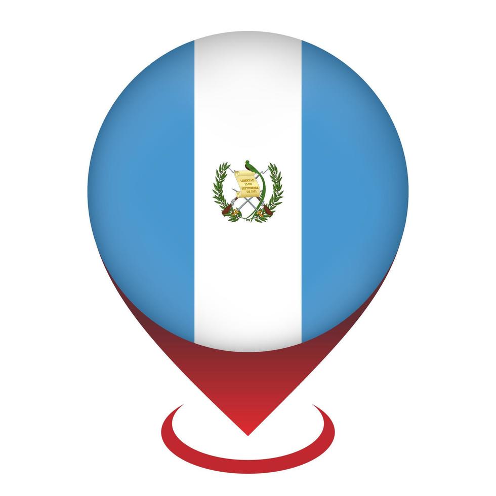 puntero del mapa con país guatemala. bandera de guatemala ilustración vectorial vector