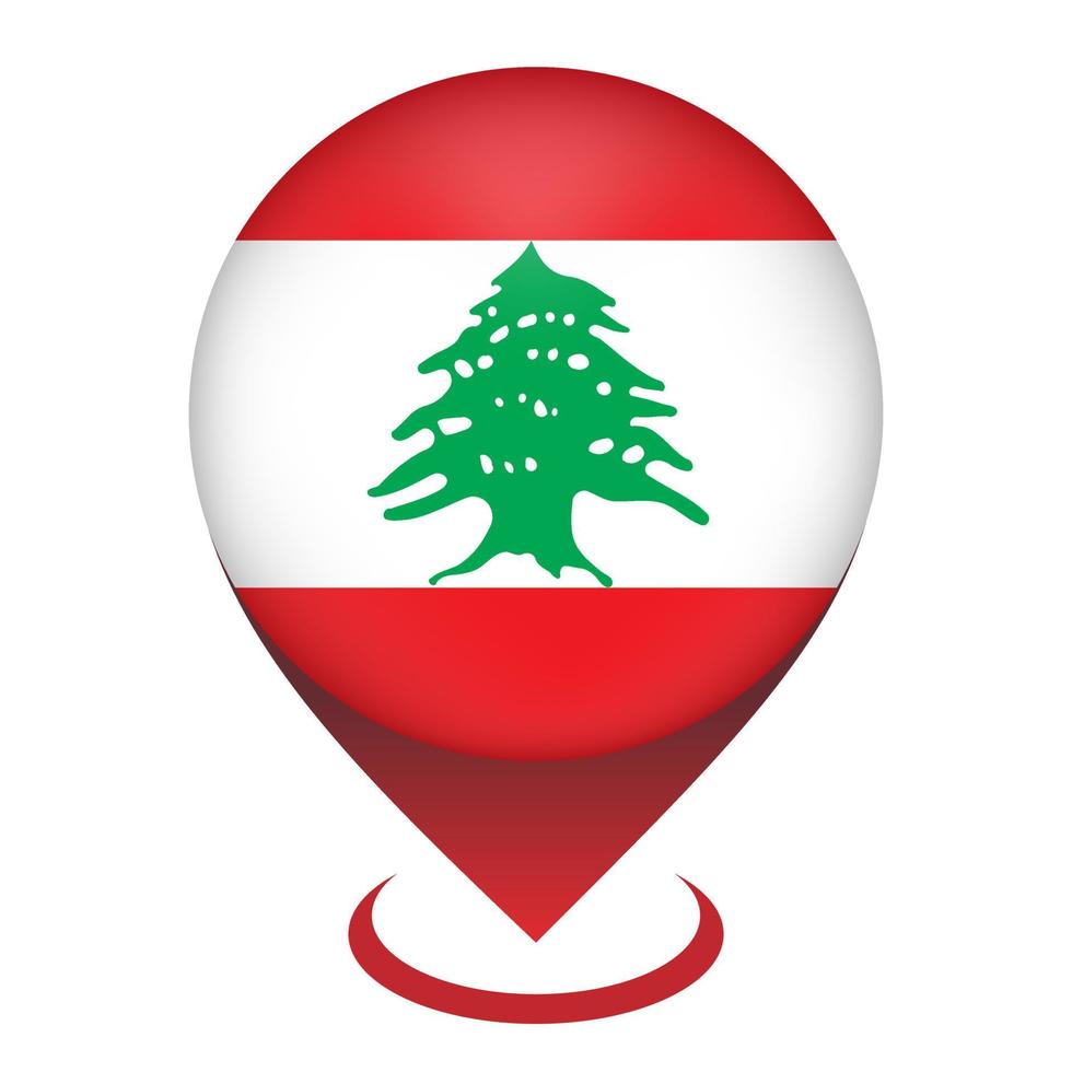 Map pointer with contry Lebanon. Lebanon flag. Vector illustration.
