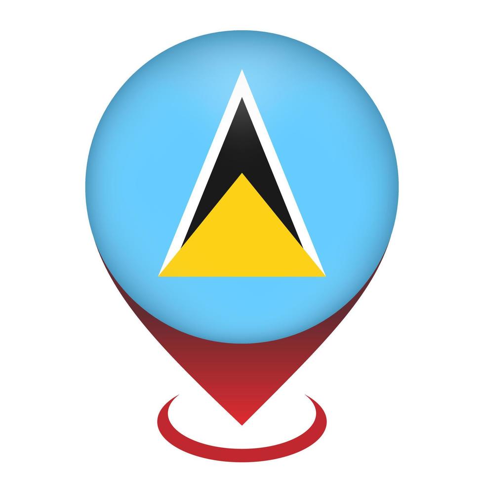 Map pointer with contry Saint Lucia. Saint Lucia flag. Vector illustration.