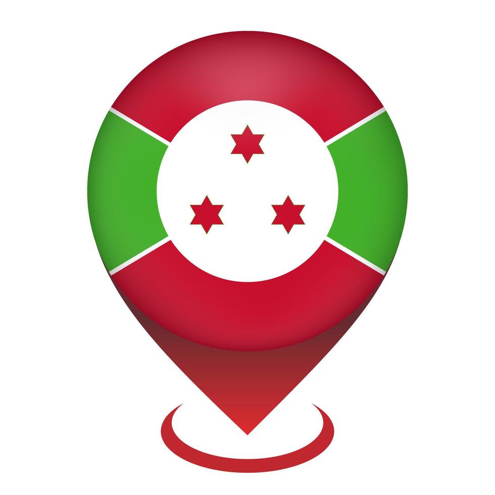 Map pointer with contry Burundi. Burundi flag. Vector illustration.
