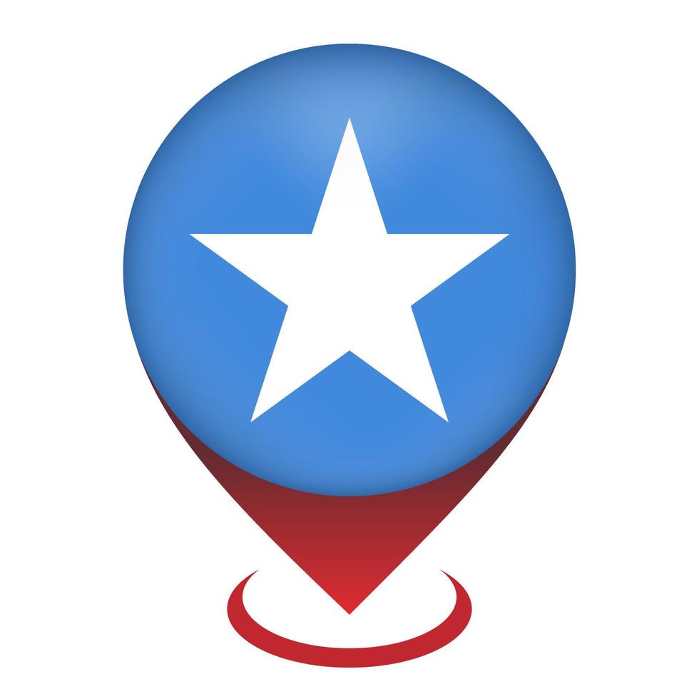 Map pointer with contry Somalia. Somalia flag. Vector illustration.
