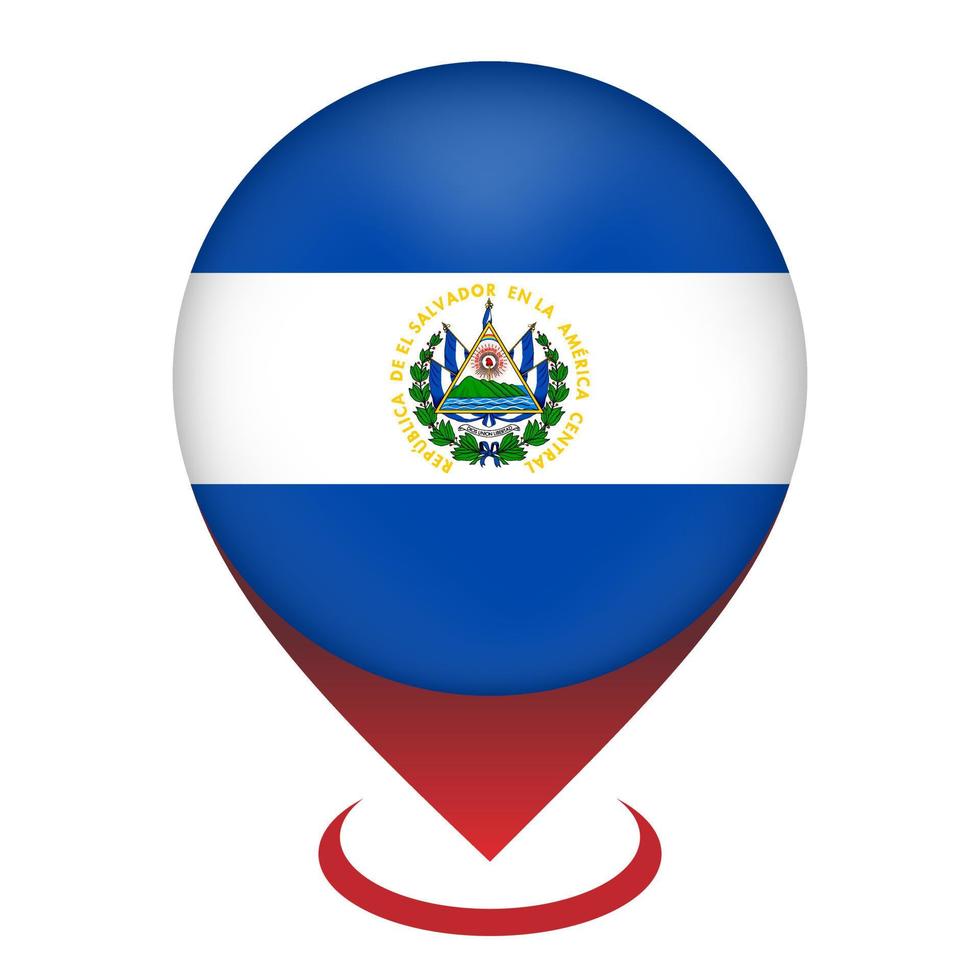 puntero del mapa con país salvador. bandera salvadoreña ilustración vectorial vector