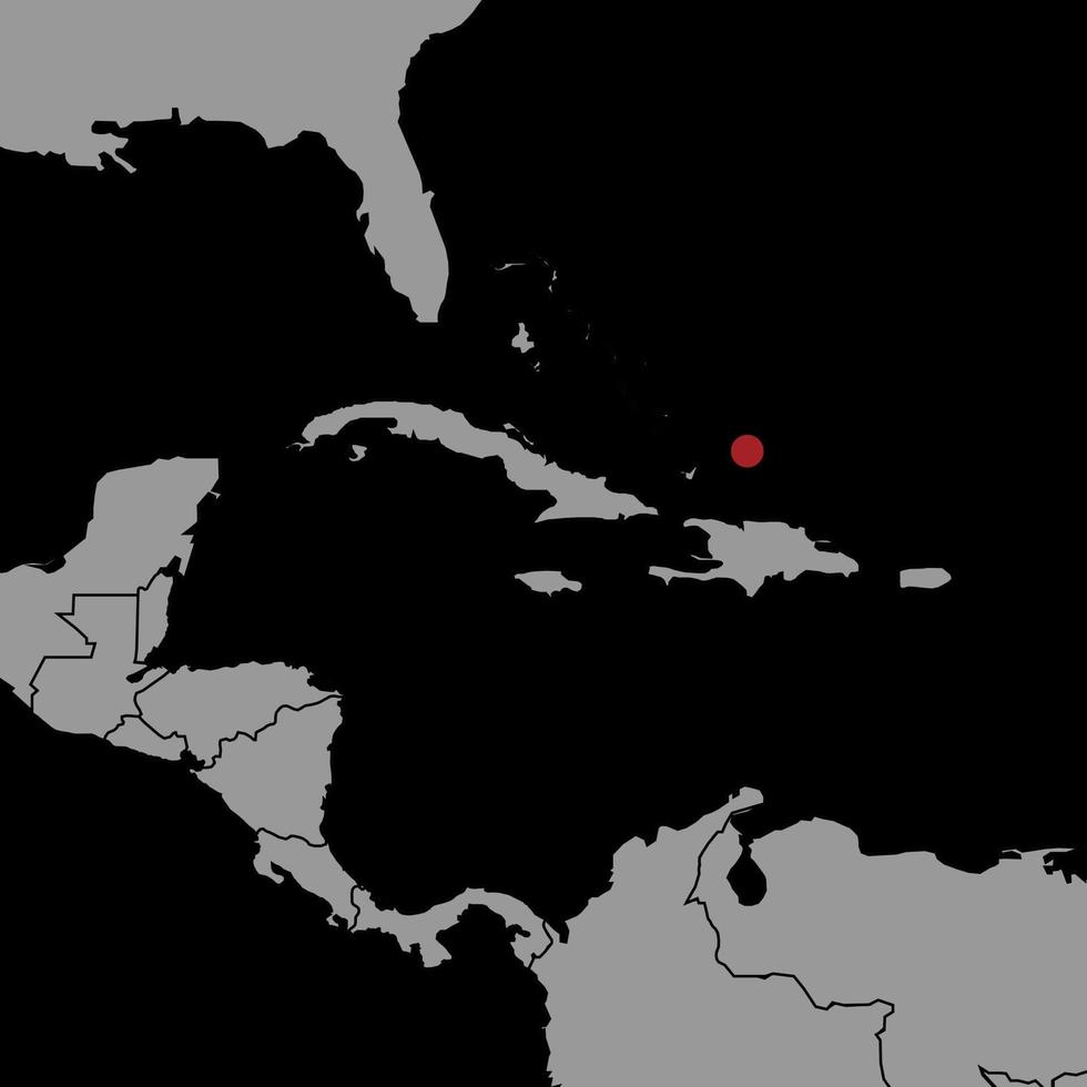 Pin map with Turks and Caicos Islands flag on world map. Vector illustration.