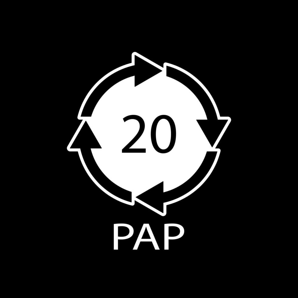 Paper recycling symbol PAP 20. Vector illustration