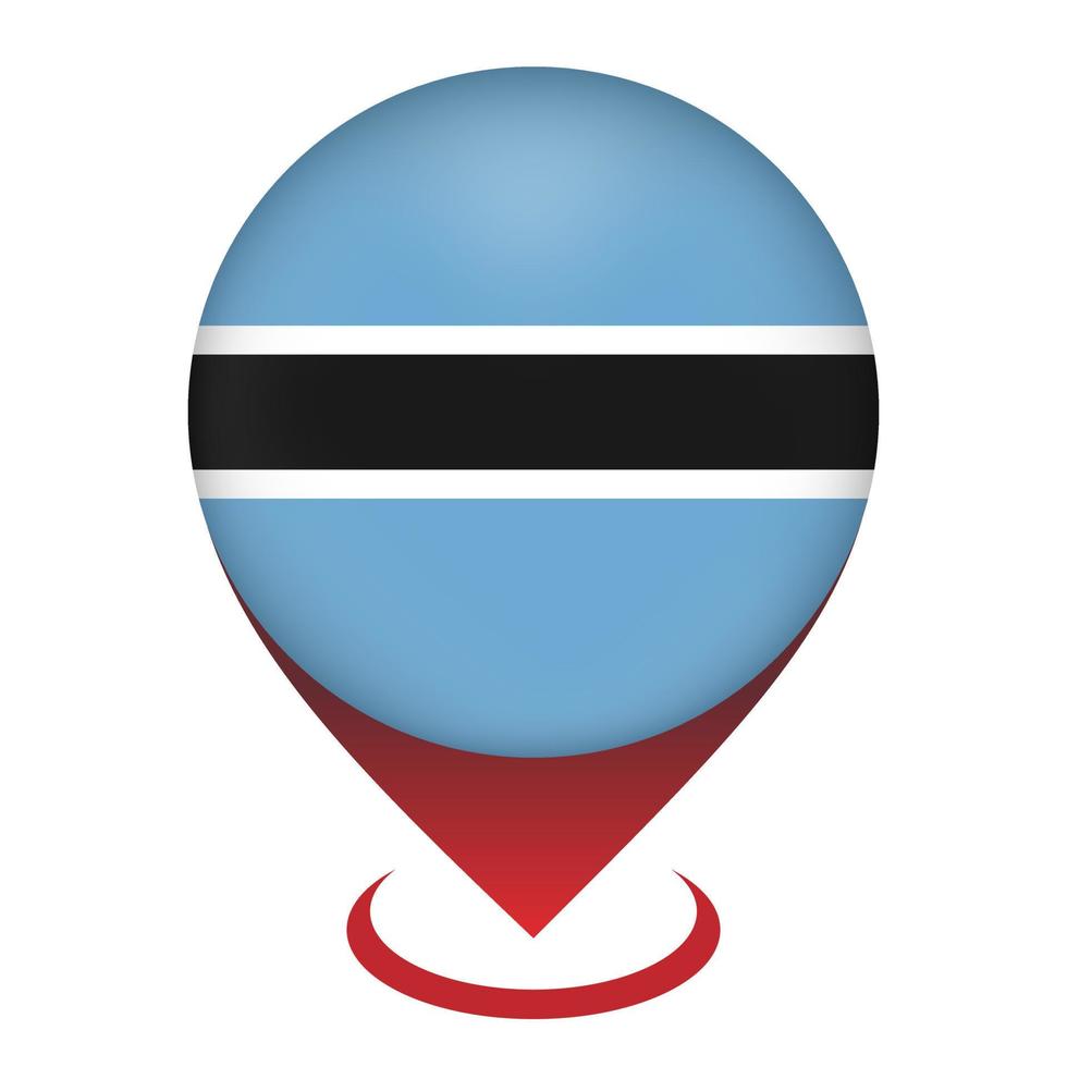 Map pointer with contry Botswana. Botswana  flag. Vector illustration.