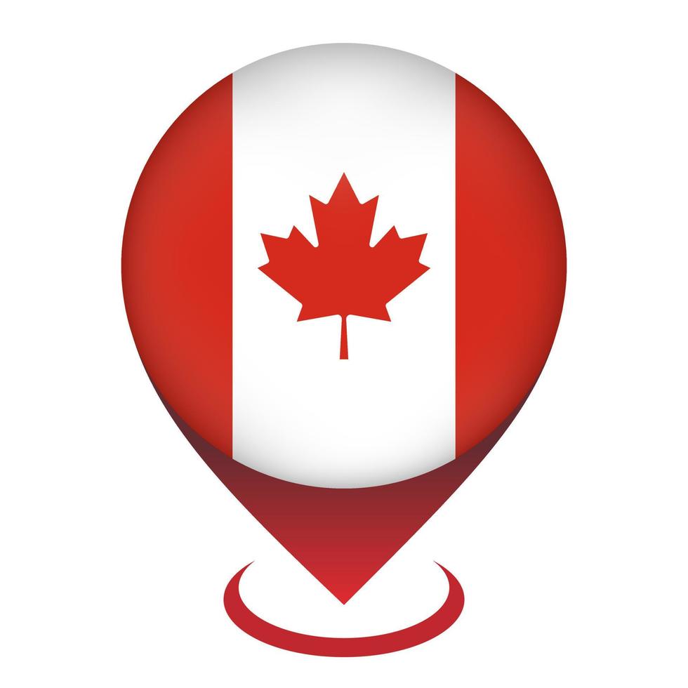 puntero del mapa con país canadá. bandera de canadá ilustración vectorial vector