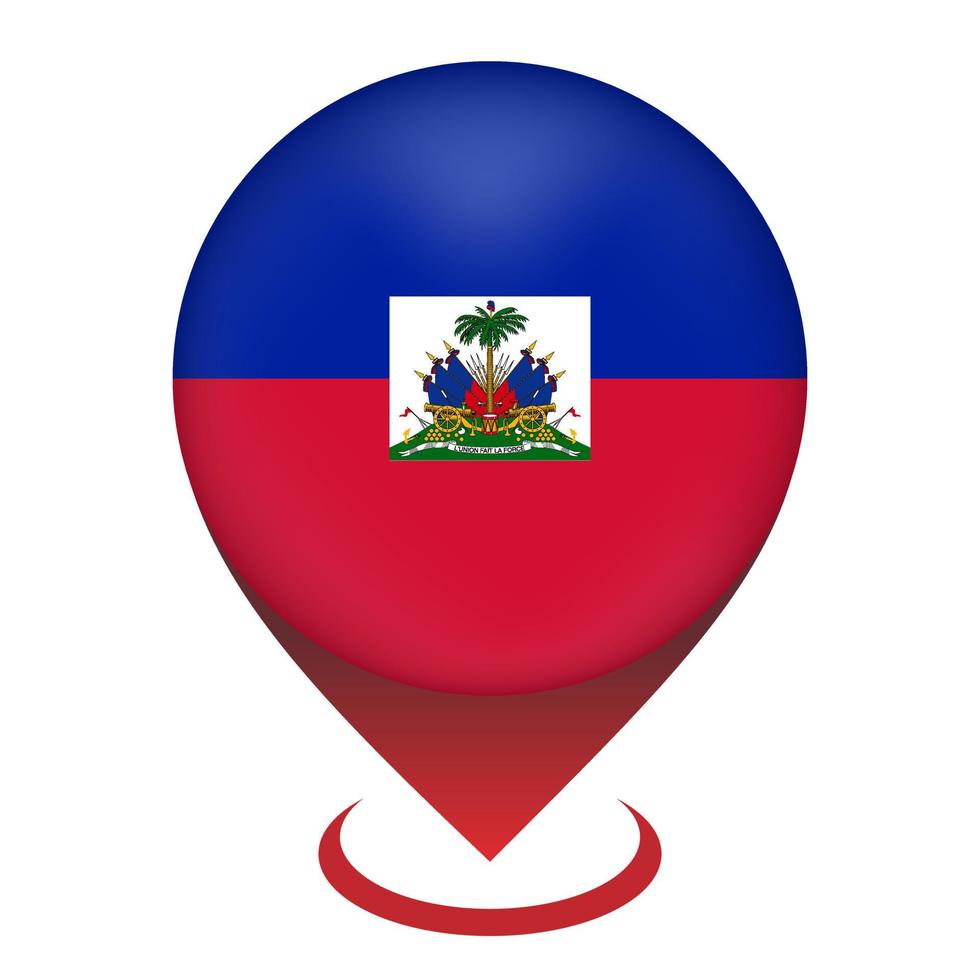 Map pointer with contry Haiti. Haiti flag. Vector illustration.