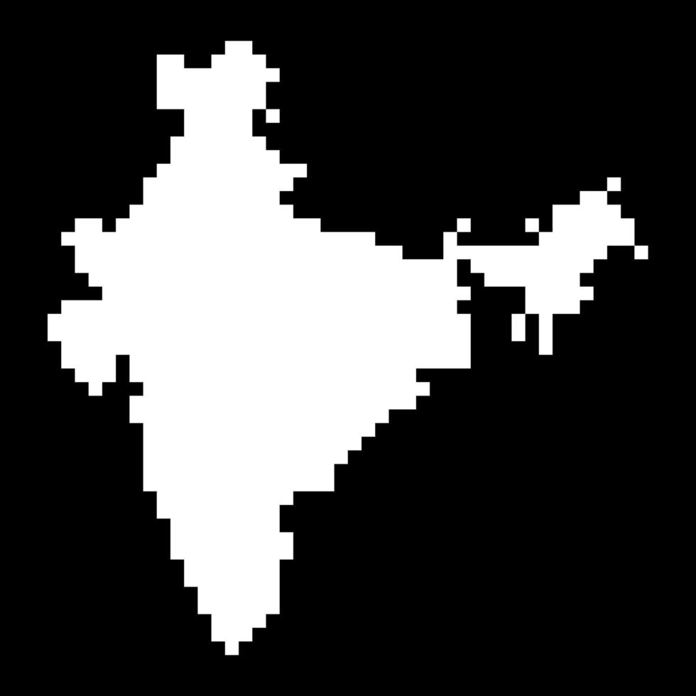 Pixel map of India. Vector illustration.