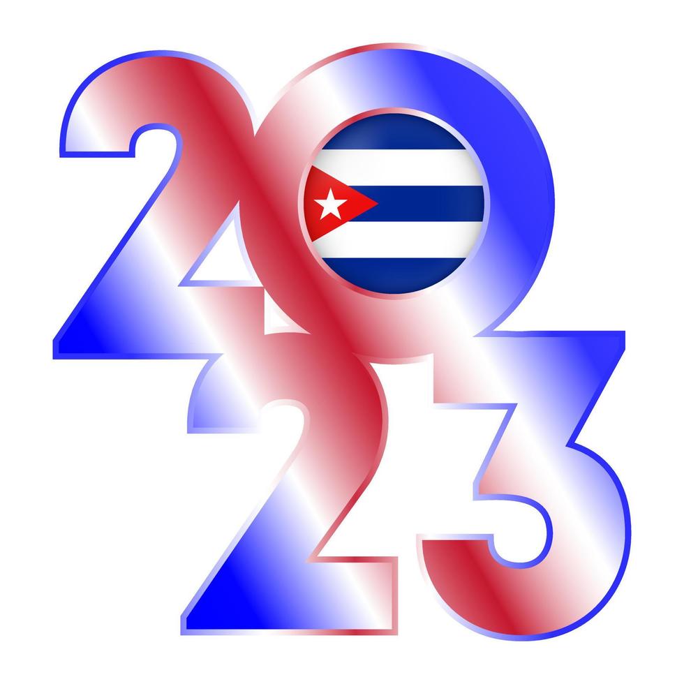 Happy New Year 2023 banner with Cuba flag inside. Vector illustration.