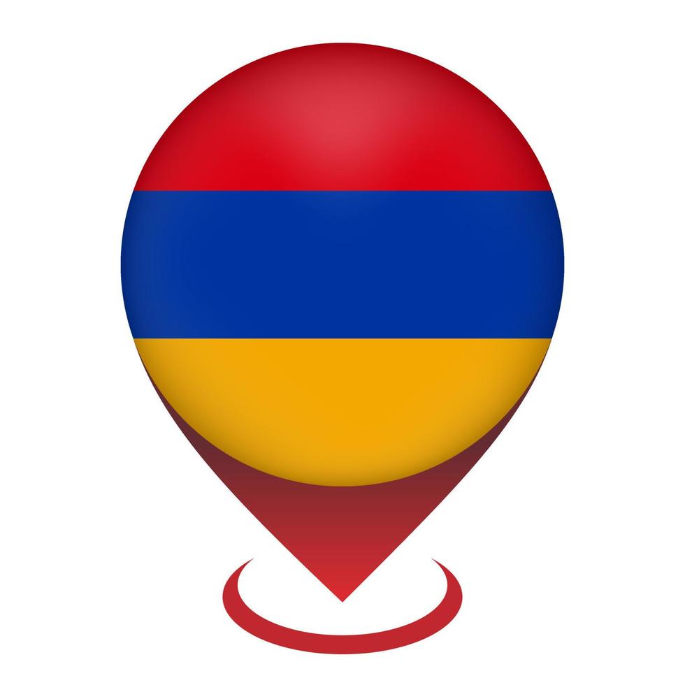 Map pointer with contry Armenia. Armenia flag. Vector illustration.
