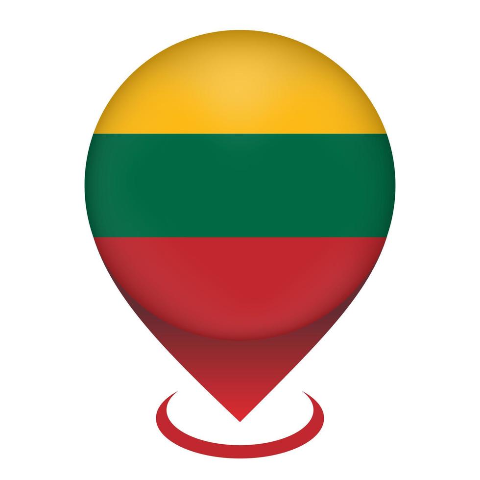 Map pointer with contry Lithuania. Lithuania flag. Vector illustration.