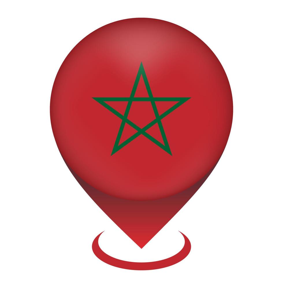 Map pointer with contry Morocco. Morocco flag. Vector illustration.