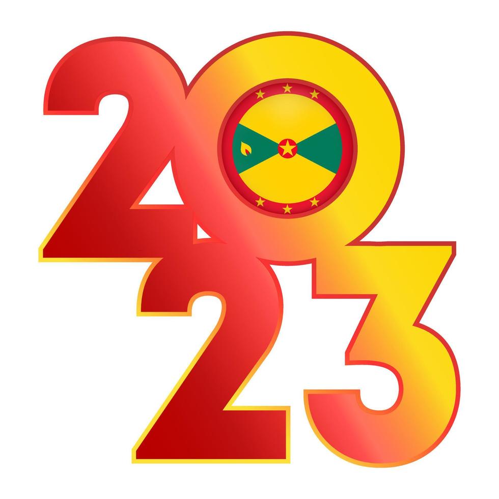 Happy New Year 2023 banner with Grenada flag inside. Vector illustration.