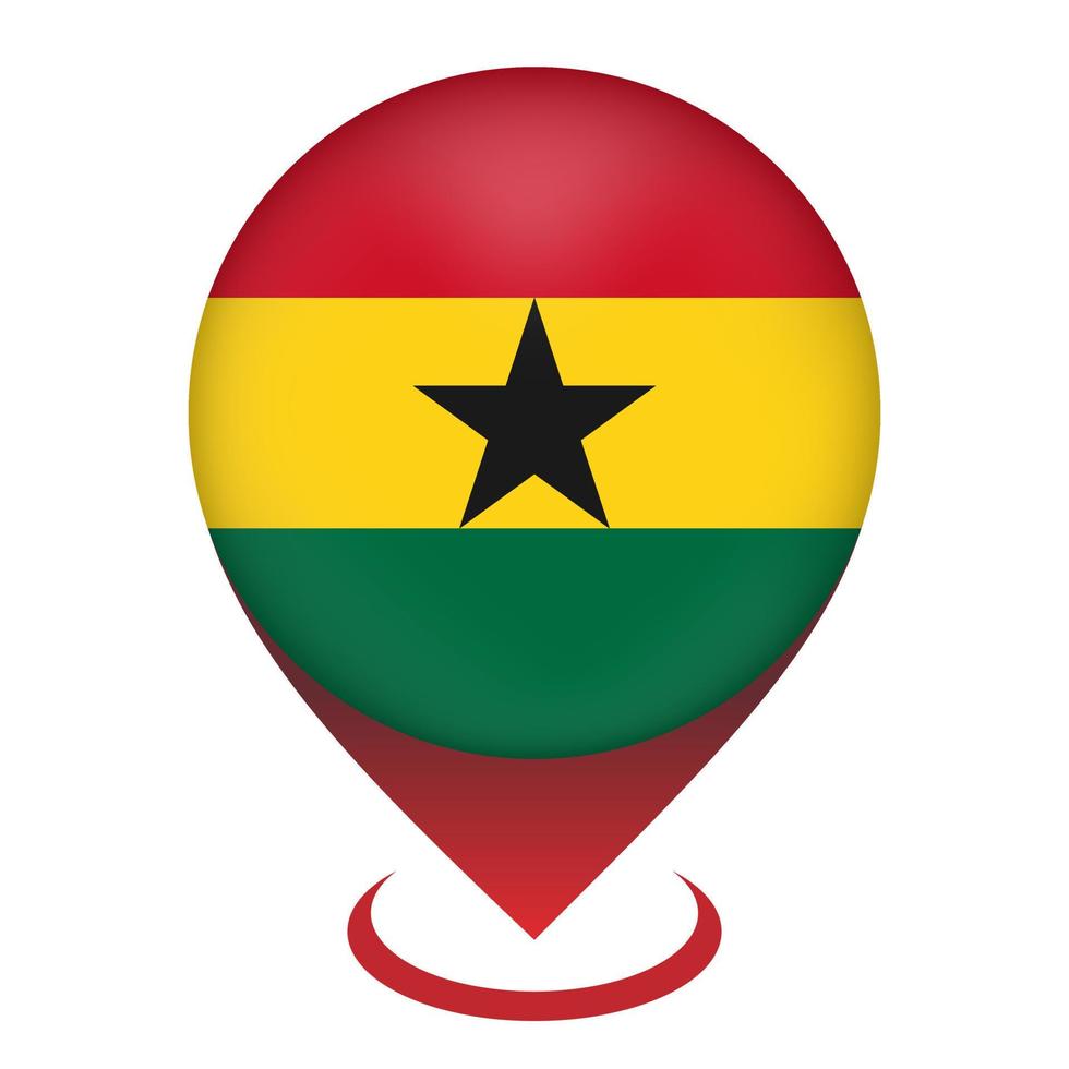 Map pointer with contry Ghana. Ghana flag. Vector illustration.