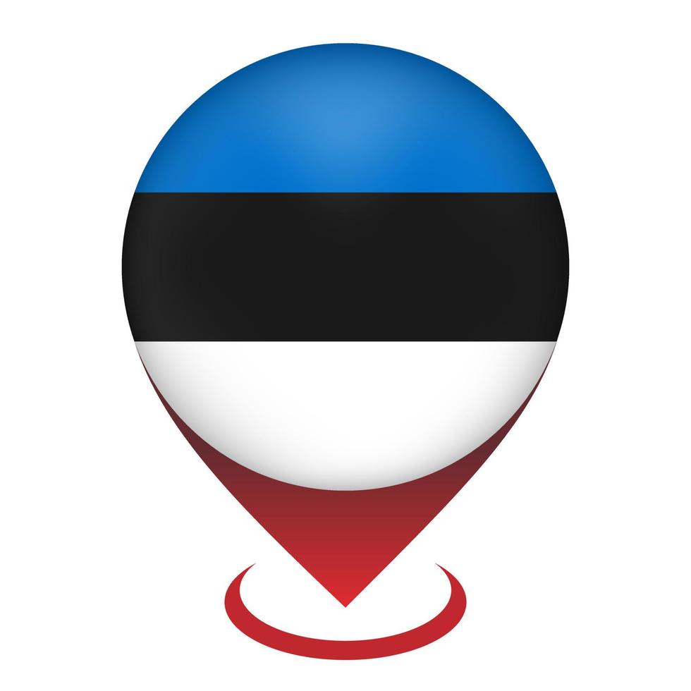 Map pointer with contry Estonia. Estonia flag. Vector illustration.