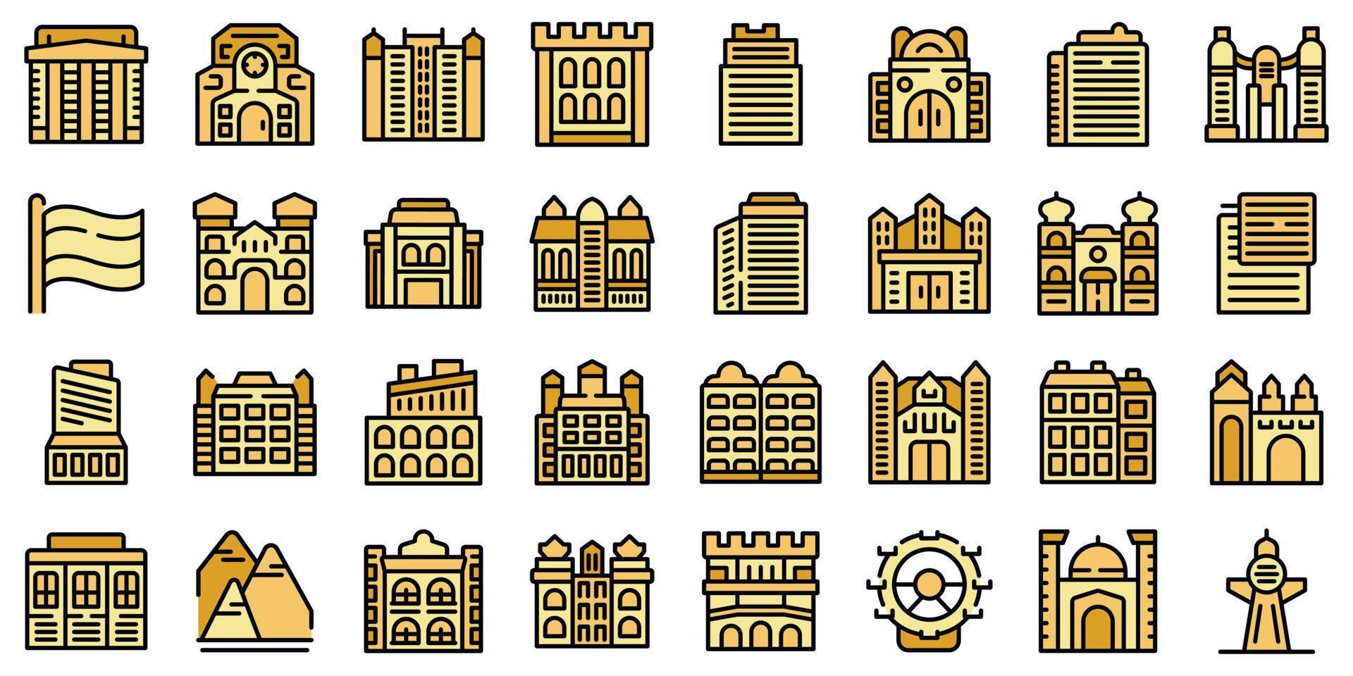 Vienna icons set vector color flat