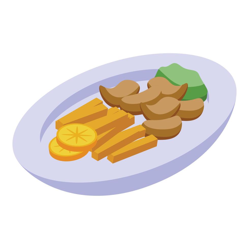 Portuguese cuisine food icon isometric vector. Portugal cod vector