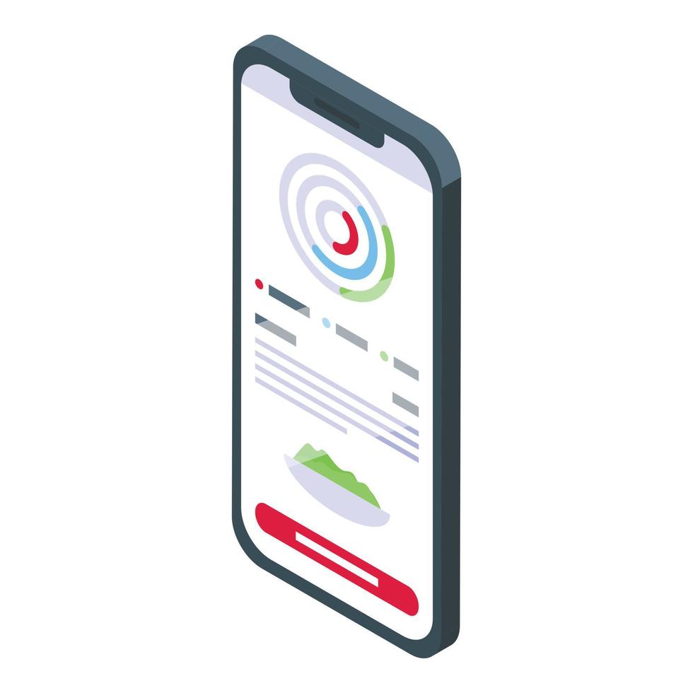 Diet app icon isometric vector. Sport phone vector