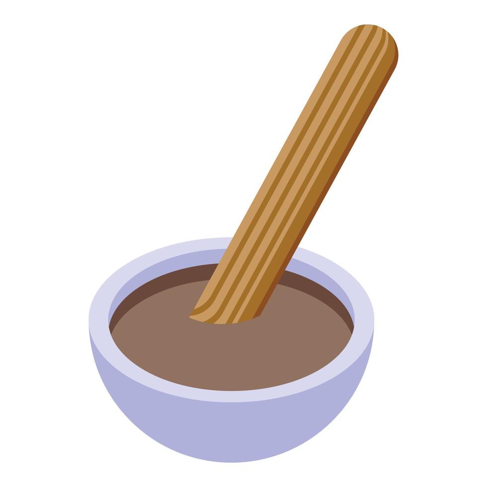 churro cacao icono isométrica vector. Español chocolate vector