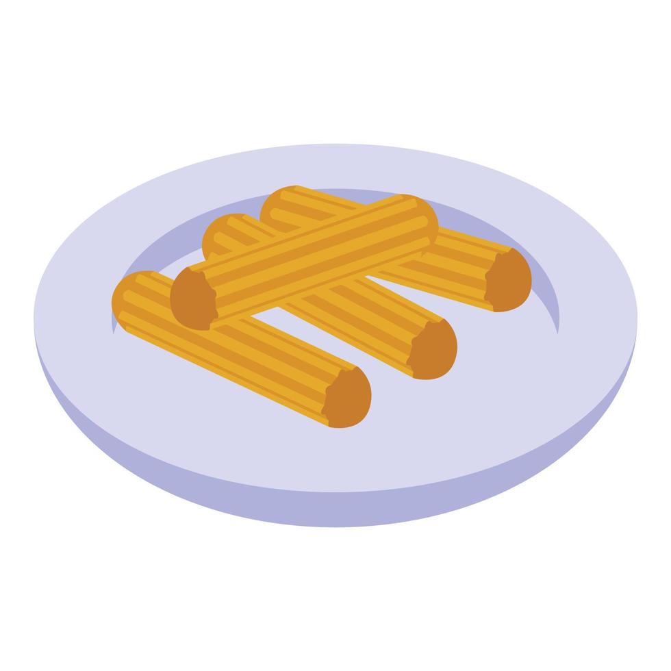 Churro food icon isometric vector. Spain cookie vector