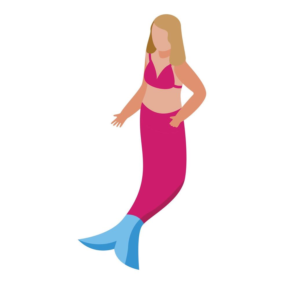 Sea mermaid icon isometric vector. Cute girl vector