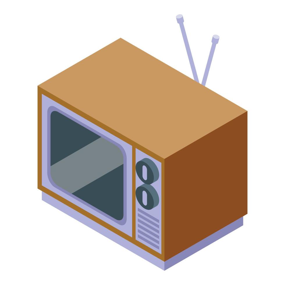 término análogo televisión conjunto icono isométrica vector. retro audio vector