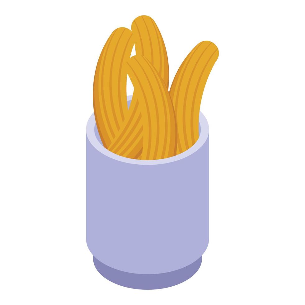 Churros mug icon isometric vector. Spain churro vector