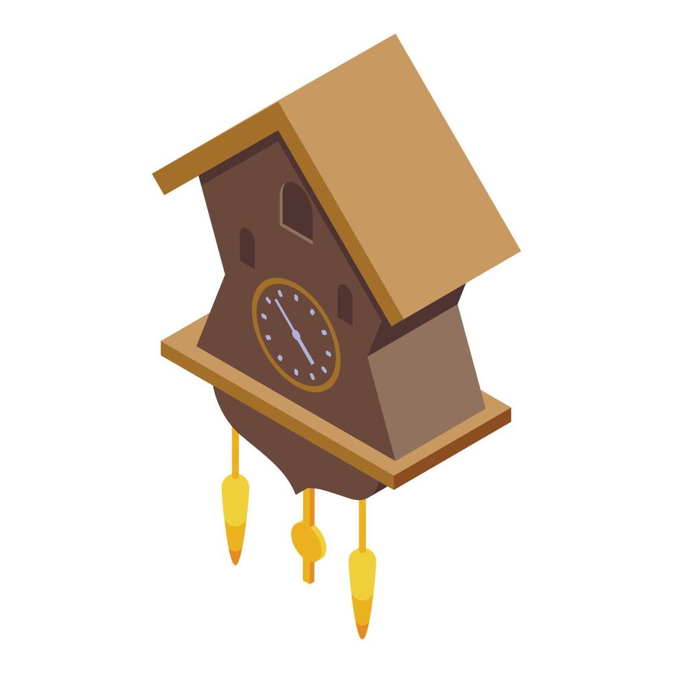 Old pendulum watch icon isometric vector. Cuckoo Clock vector