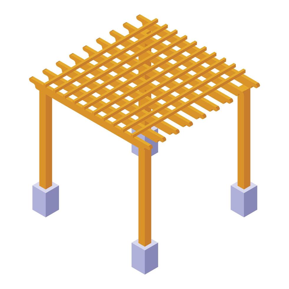 Wooden pergola icon isometric vector. House building vector