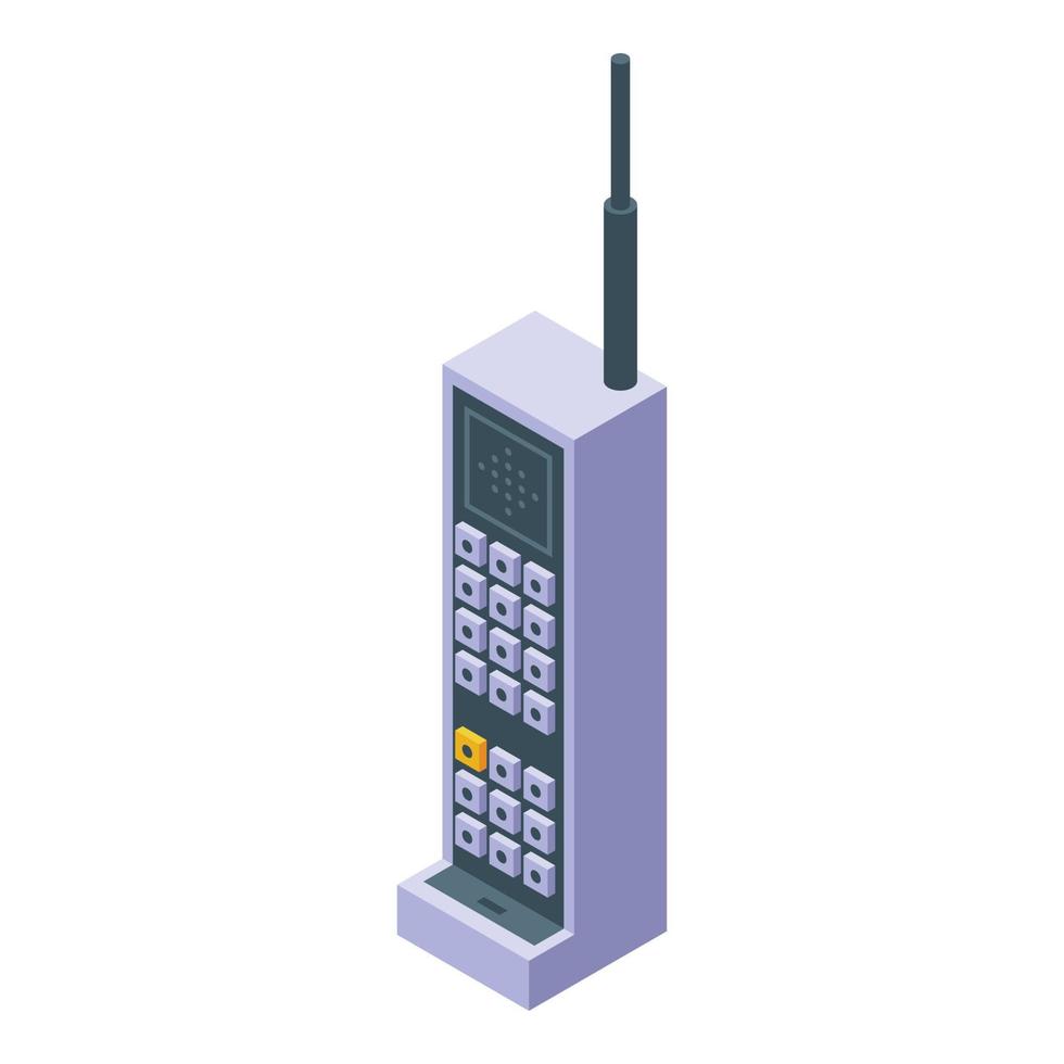 Analogue wireless telephone icon isometric vector. Retro old vector