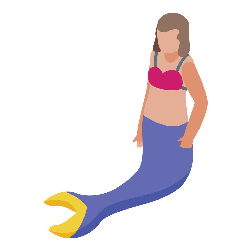 Ocean mermaid icon isometric vector. Cute girl vector