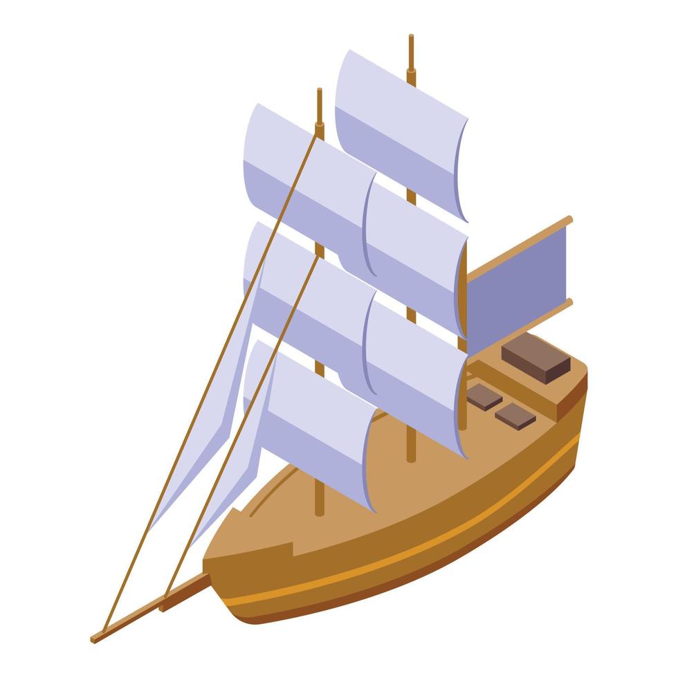 Sea ship icon isometric vector. Sail boat vector