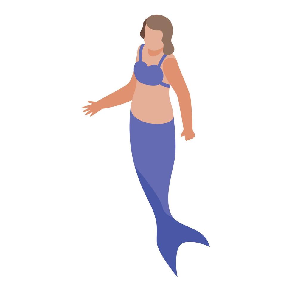 sirena icono isométrica vector. linda niña vector