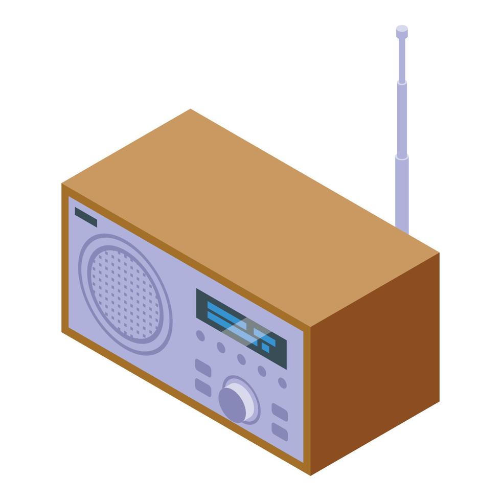 término análogo hogar radio icono isométrica vector. audio música vector