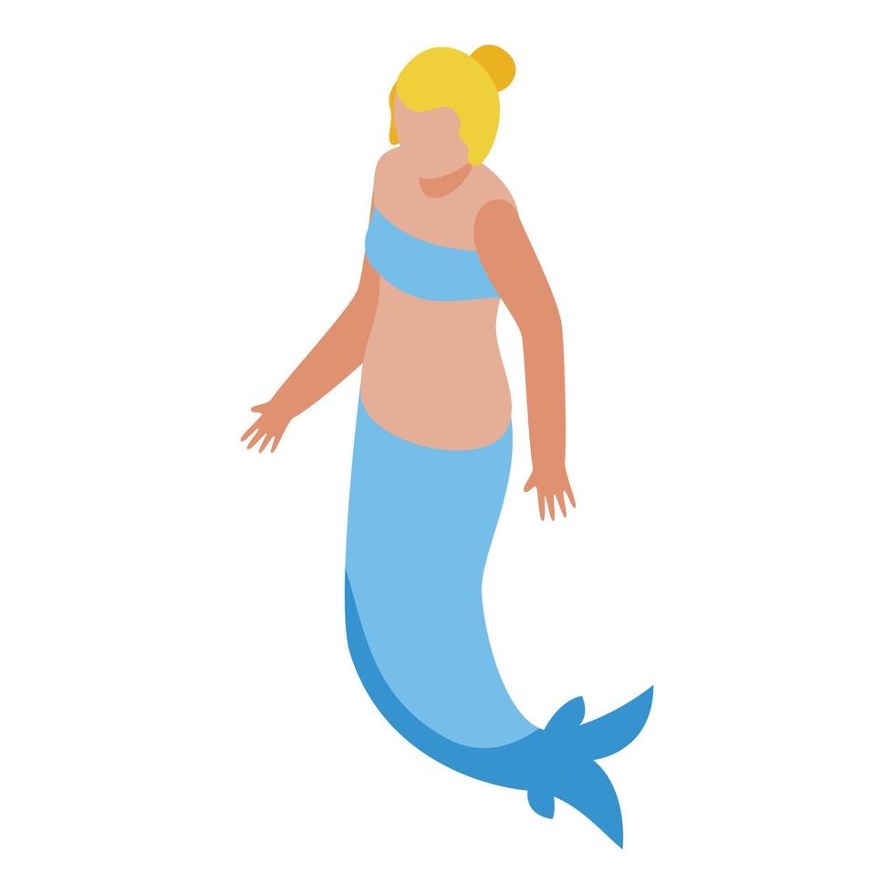 Cute mermaid icon isometric vector. Sea girl vector