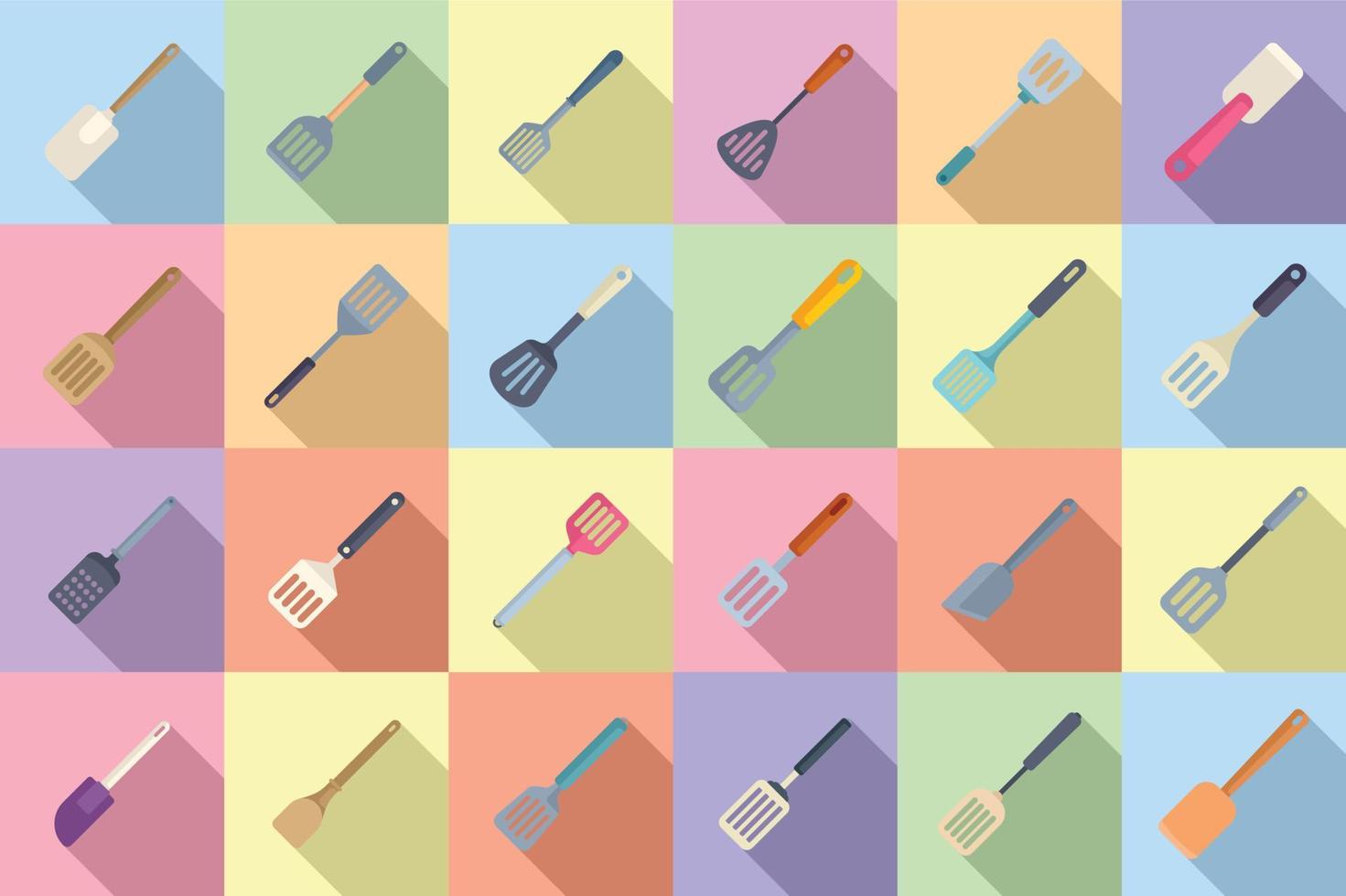 Spatula icons set flat vector. Baking bbq vector