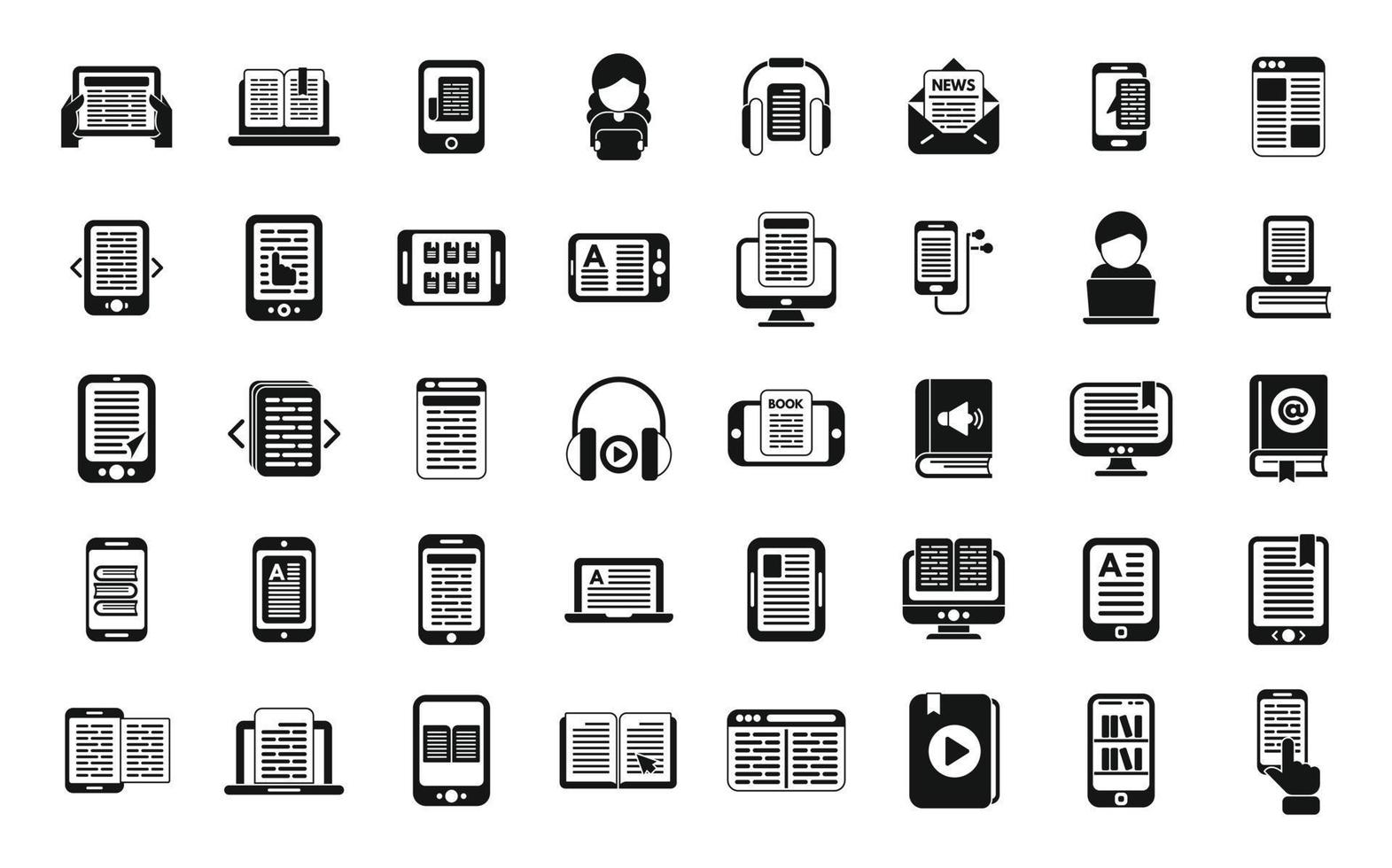 Digital reading icons set simple vector. Library book vector