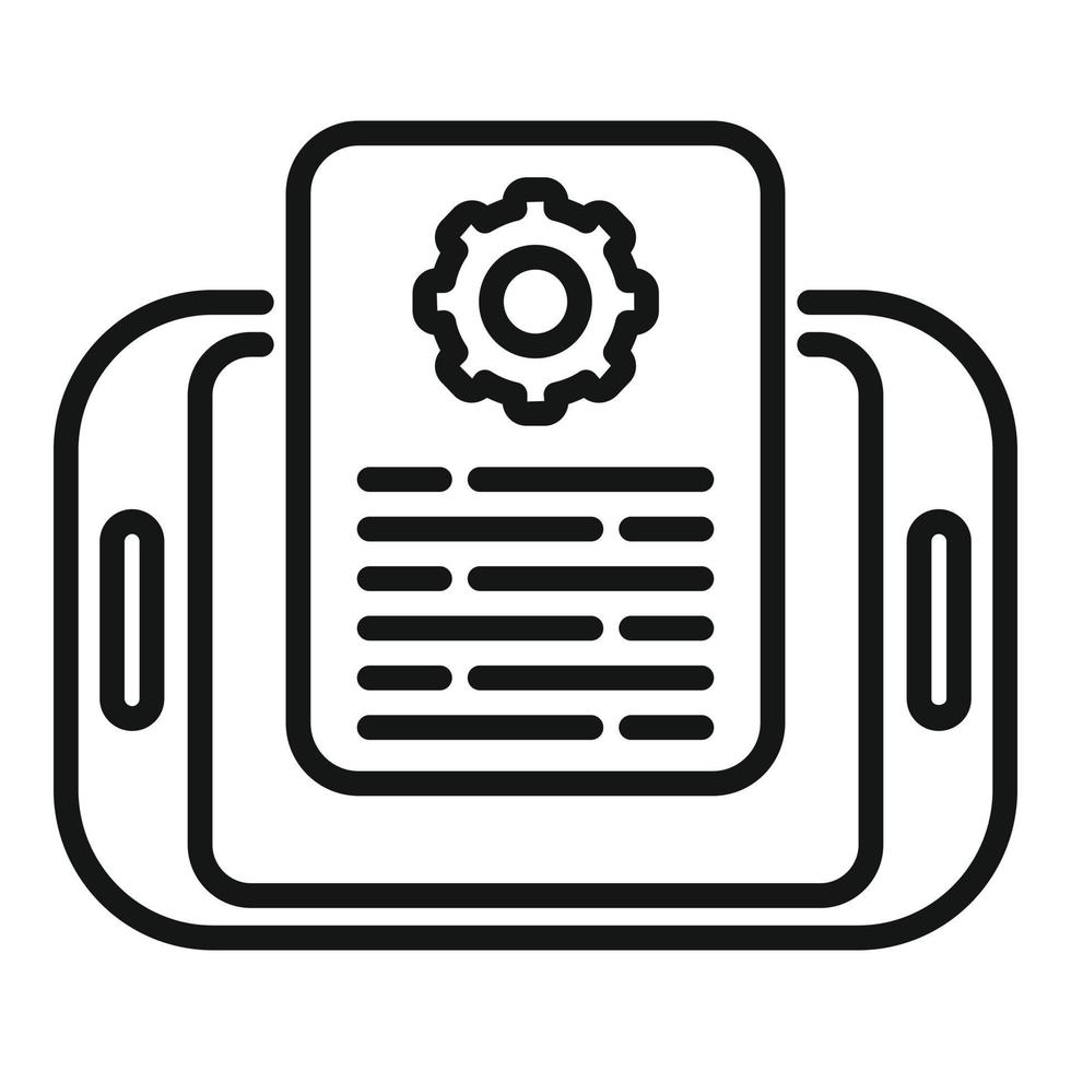 Tablet technical document icon outline vector. Data support vector