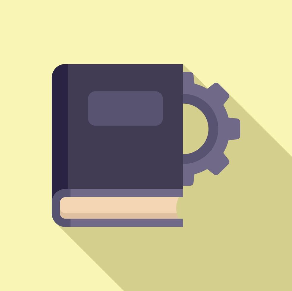 Gear book icon flat vector. Business paper vector